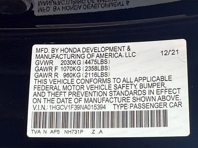 2022 Honda Accord Sedan Sport